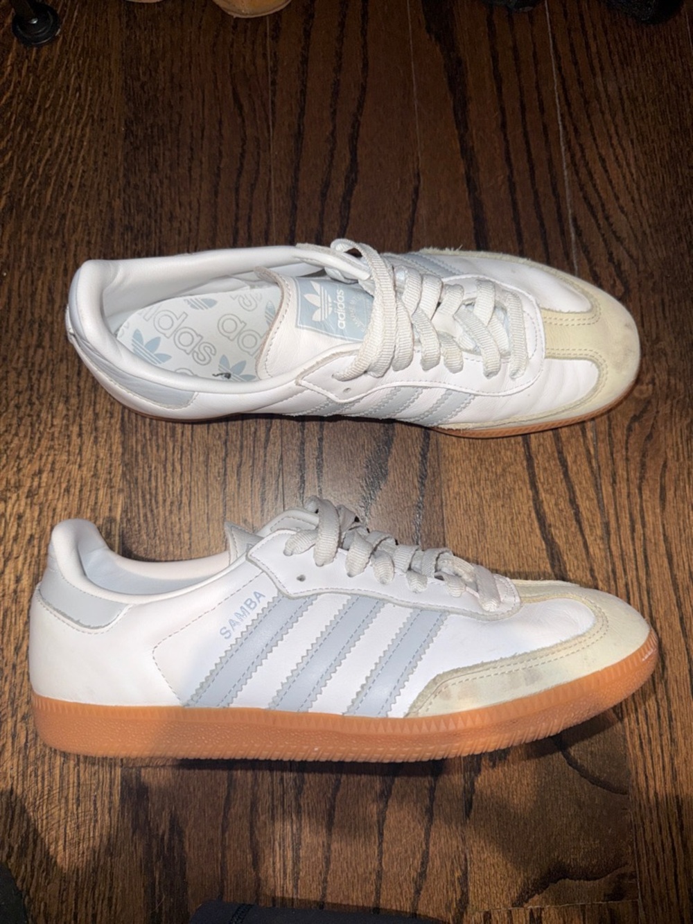 Adidas Samba White & Blue Shoes